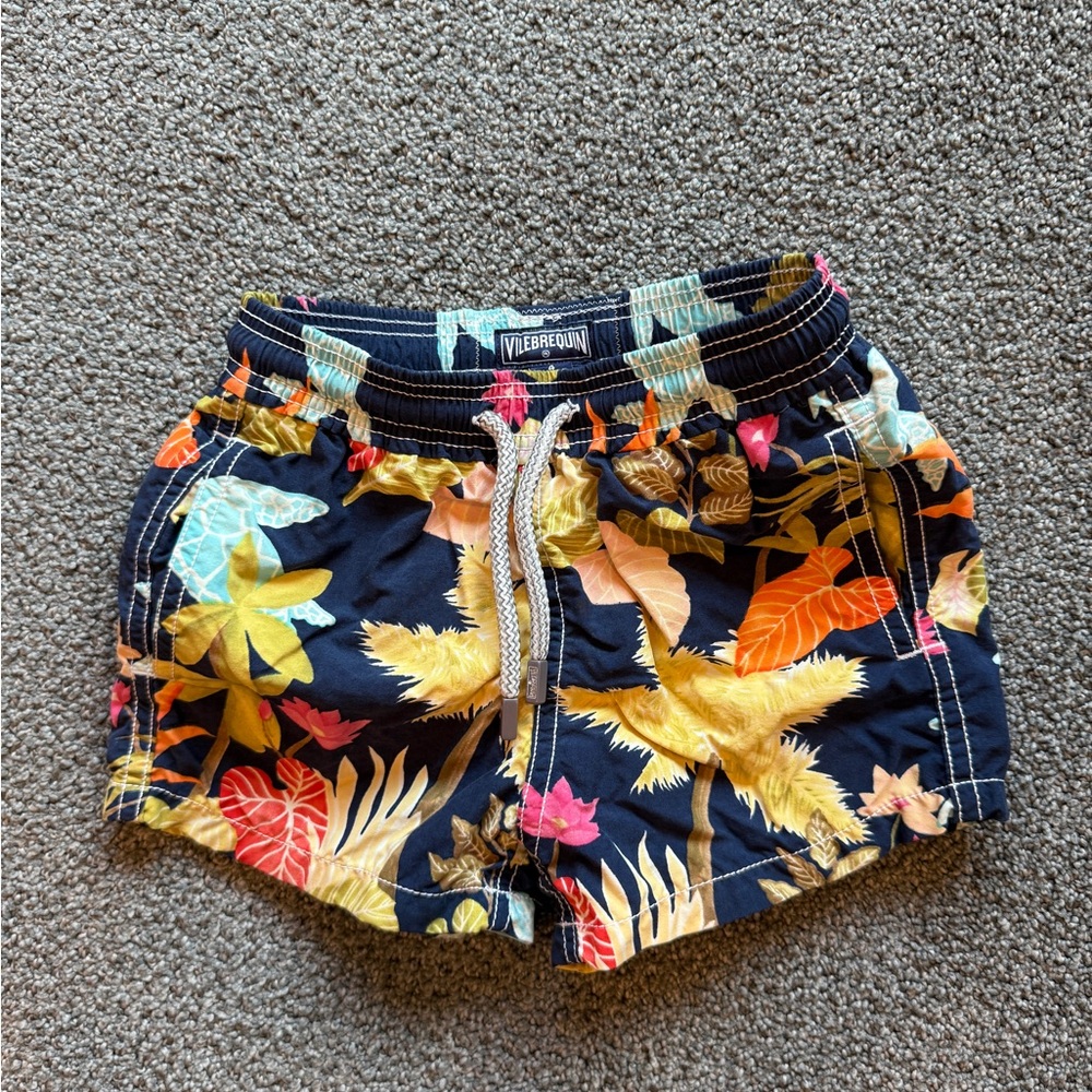 Vilebrequin Kids Navy Tropical Print Swim Shorts